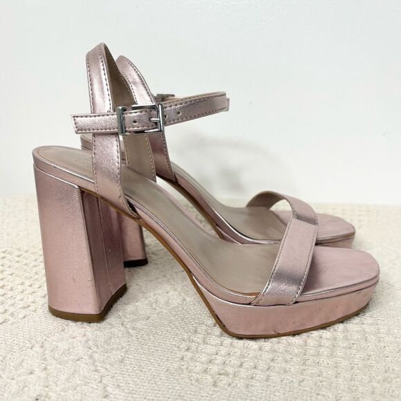 Mix No. 6 Sundra Sandal Metallic Pink Platform Heels - Picture 6 of 12